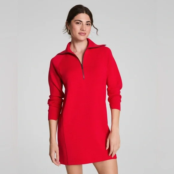 knee length dresses for ladies Black Half Zip Long Sleeve Maternity Mini Dress